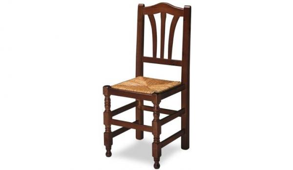 Silla restaurante madera y asiento enea