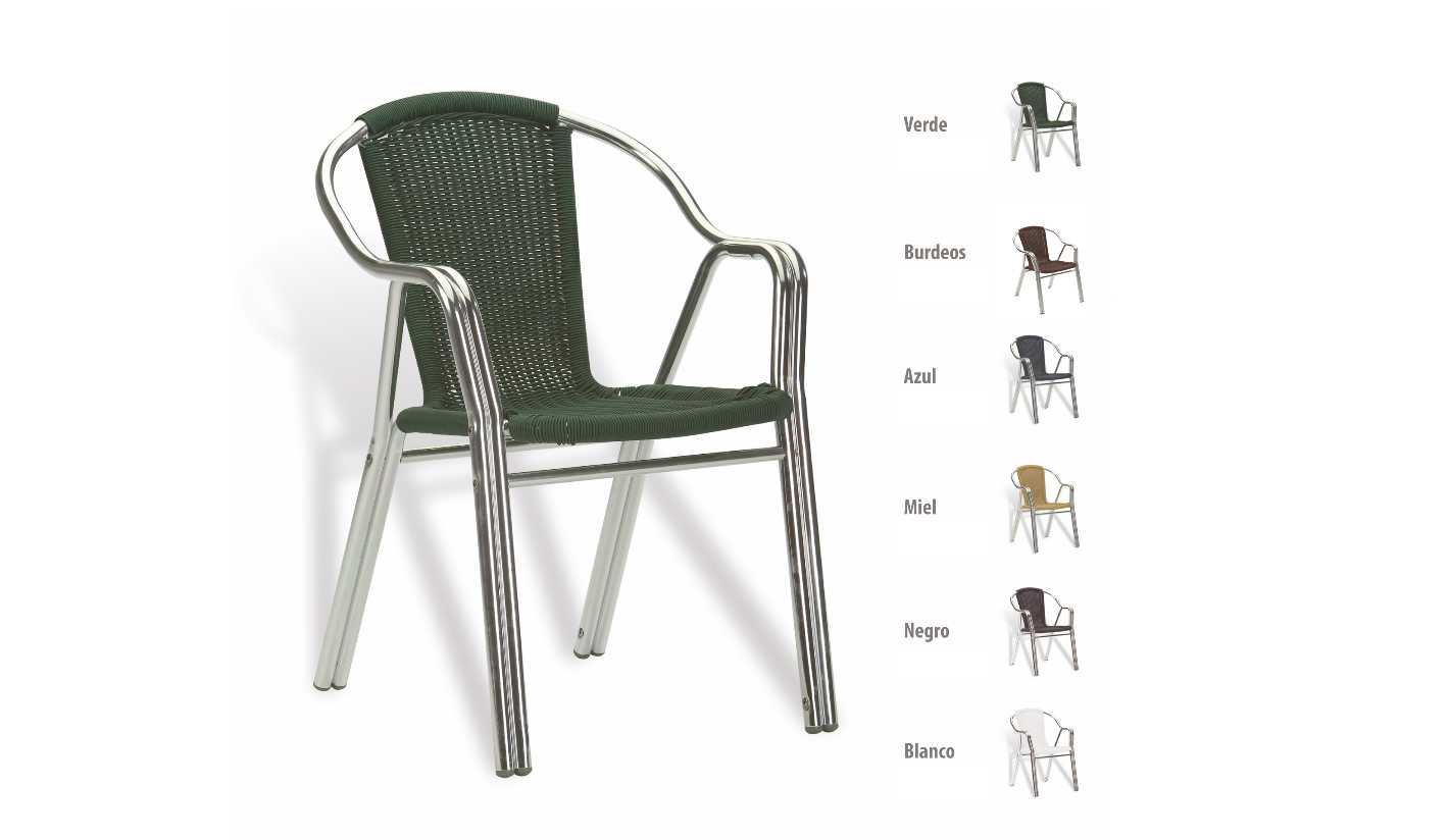 Sillón terraza curvo trenzado de aluminio
