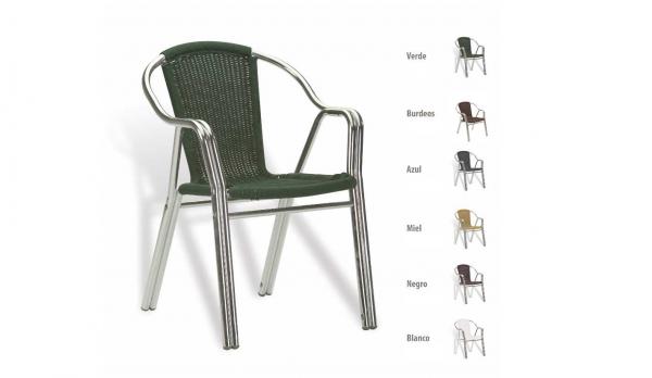 Sillón terraza curvo trenzado de aluminio