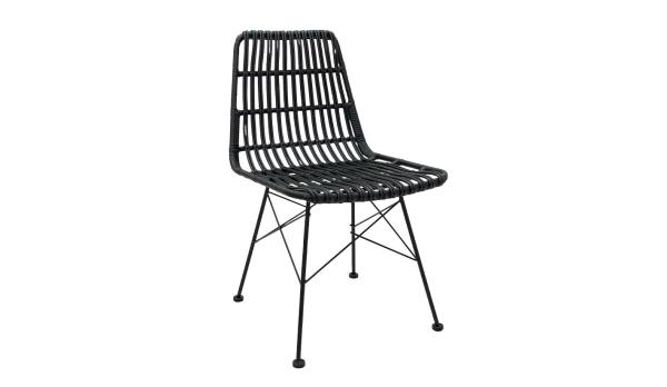 Silla con asiento en ratán sintético NEGRO