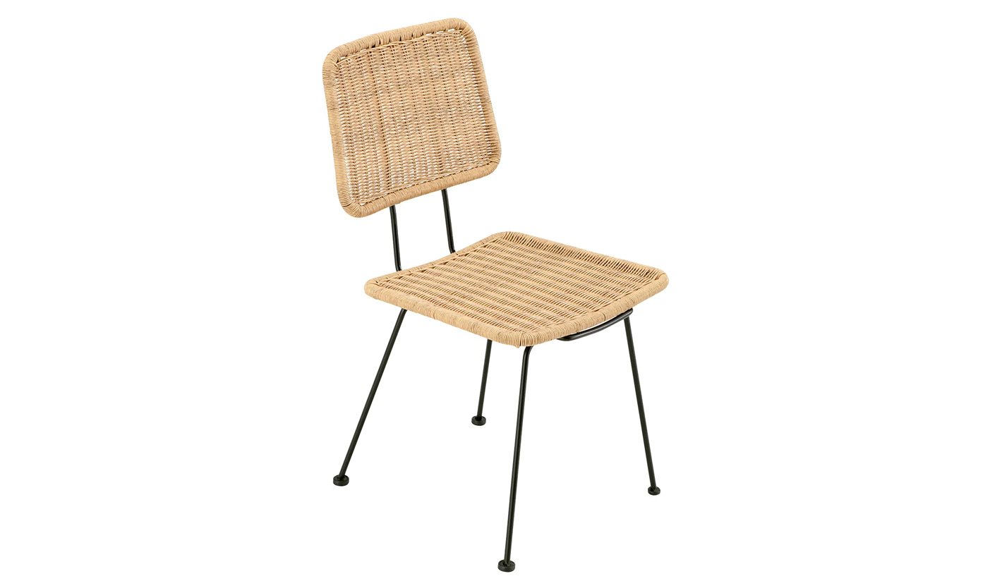 Silla de ratán sintético color natural y estructura negra