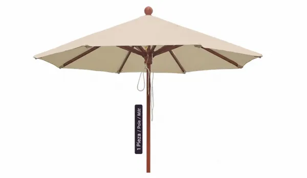 Parasol redondo de madera 2 metros diámetro