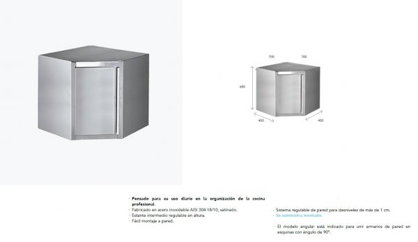 Armario acero inoxidable angular 90º