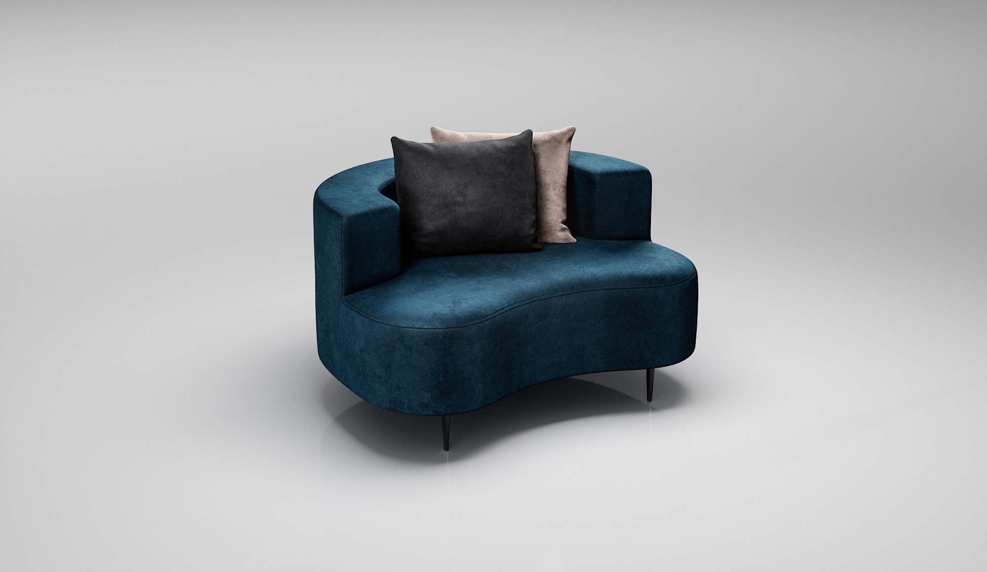 Sillón interior hostelería curvado 125 ancho x 94 profundo