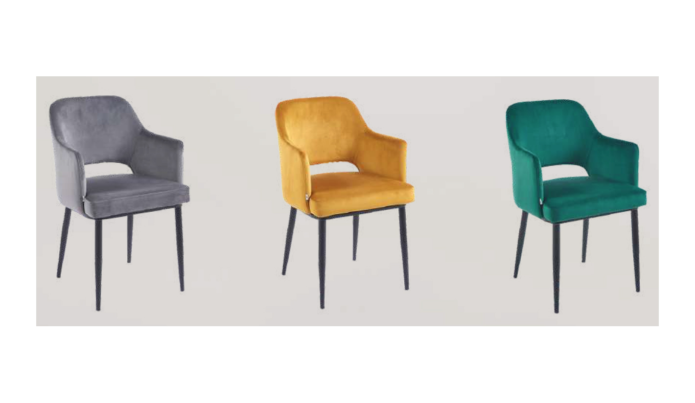 Silla terciopelo para hosteleria con brazos