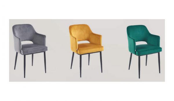 Silla terciopelo para hosteleria con brazos