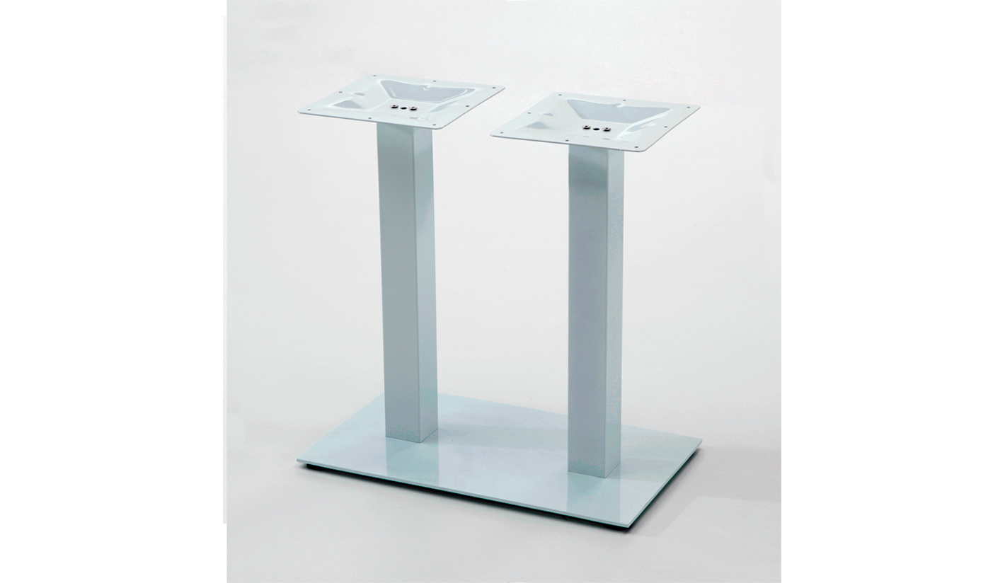 Pie de mesa doble tubo en blanco