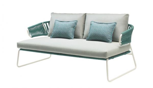 Sofá dos plazas exterior con tejido Sunbrella® y cuerda náutica