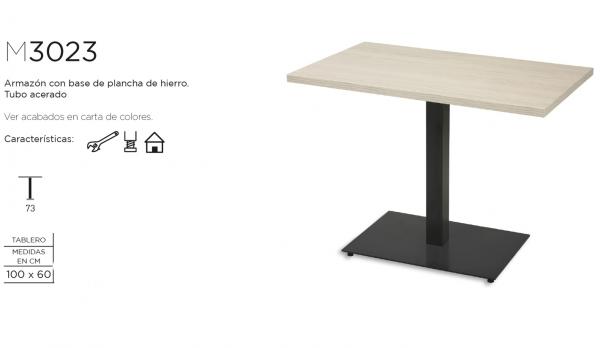 Mesa rectangular de Melamina con pie de hierro (100X60CM)