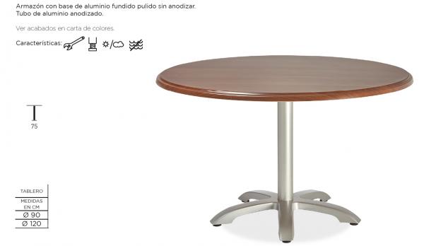 Mesa redonda de aluminio de dos tamaños