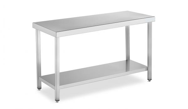 Mesa  con estante en ACERO INOX. con profundidad de 700 mm