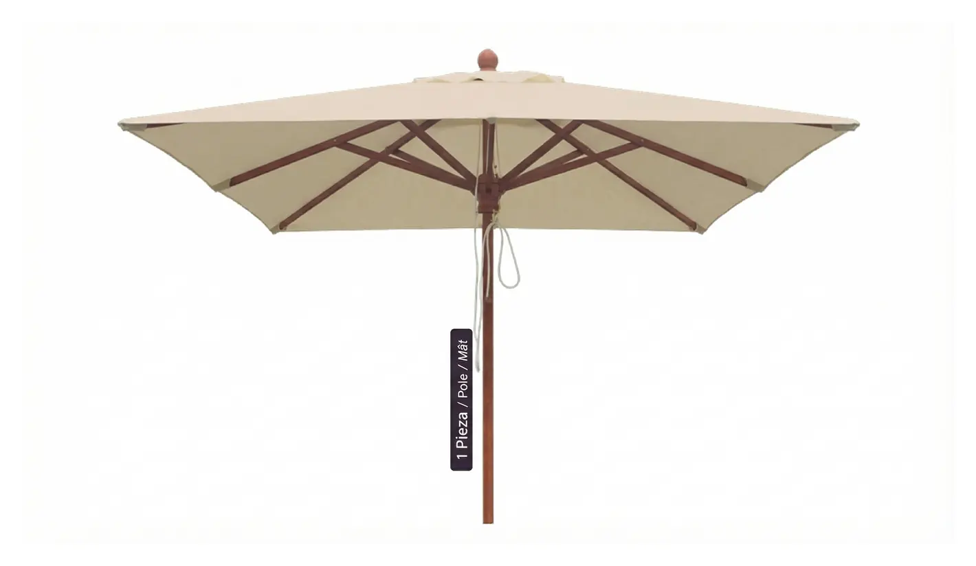 Parasol CUADRADO de madera eucaliptus de 3 metros