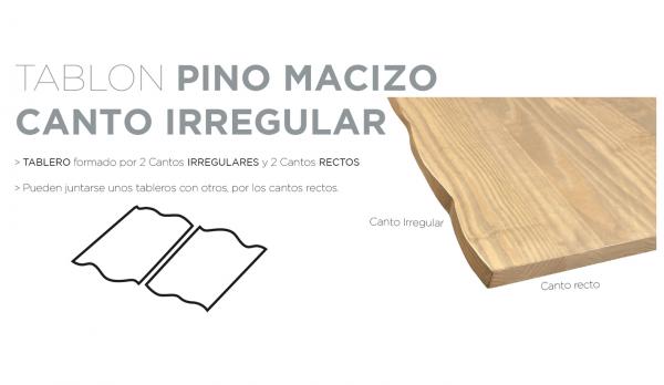 Tablero de mesa  de pino macizo  con canto irregular. Varias medidas