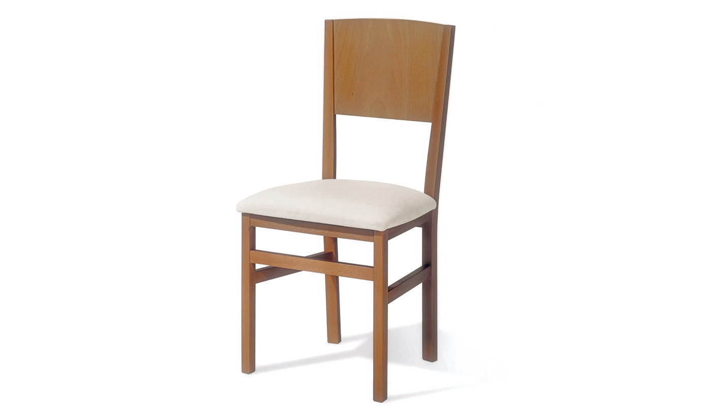 Silla para hostelería tapizada, madera de haya