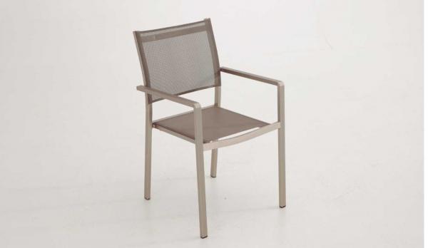 Silla aluminio brushed con textilene "Kurabi"