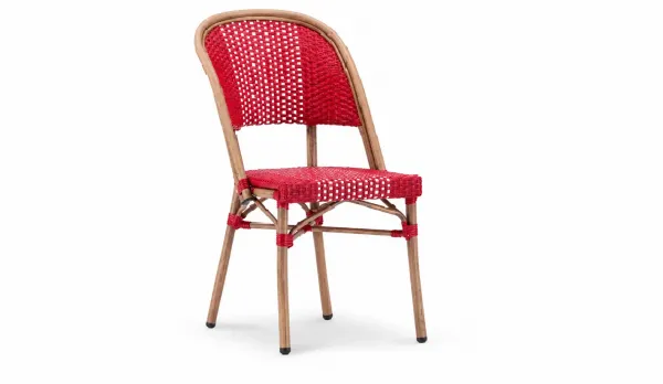 Silla aluminio color madera con wicker