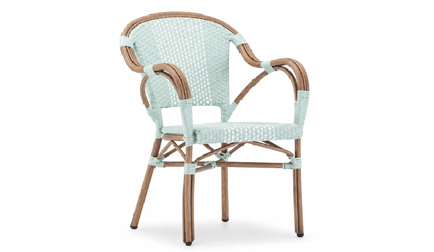 Sillón en dos colores de aluminio imitacion madera