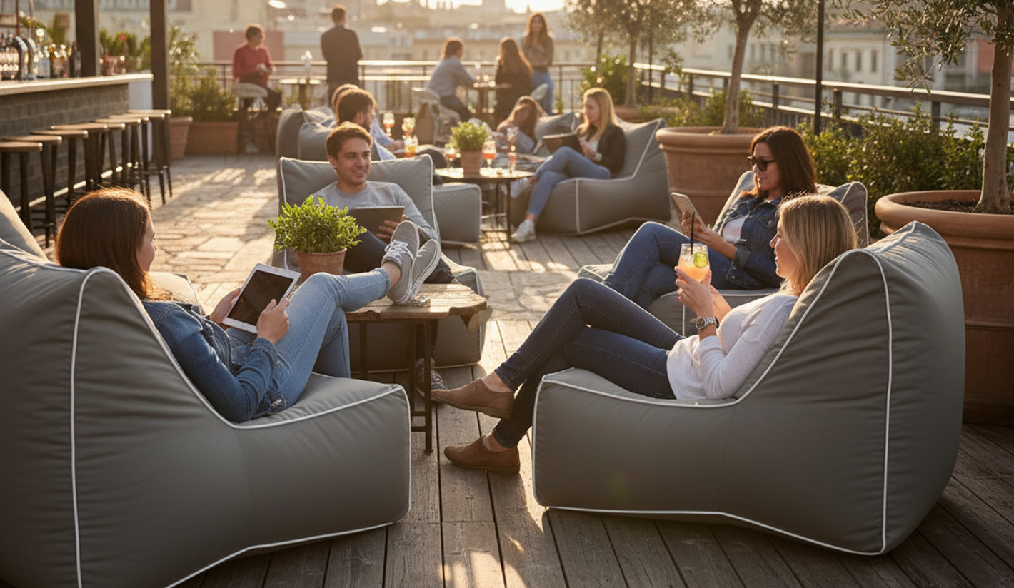 Puffs con respaldo para hosteleria