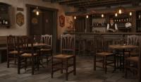 Silla restaurante madera y asiento enea