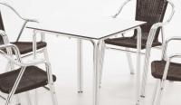 Mesa hosteleria aluminio 70x70 sobre de compacto Blanco