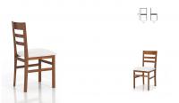 Silla tapizada de madera con respaldos abiertos