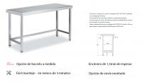 Mesa de trabajo de ACERO INOX. con profundidad de 500 mm