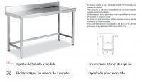 Mesaen ACERO INOX. con mural, profundidad de 500 mm