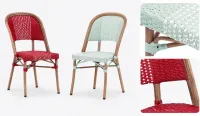 Silla aluminio color madera con wicker