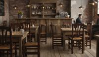 Silla restaurante madera y asiento enea
