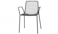 Silla con brazos de acero de gran calidad para exterior